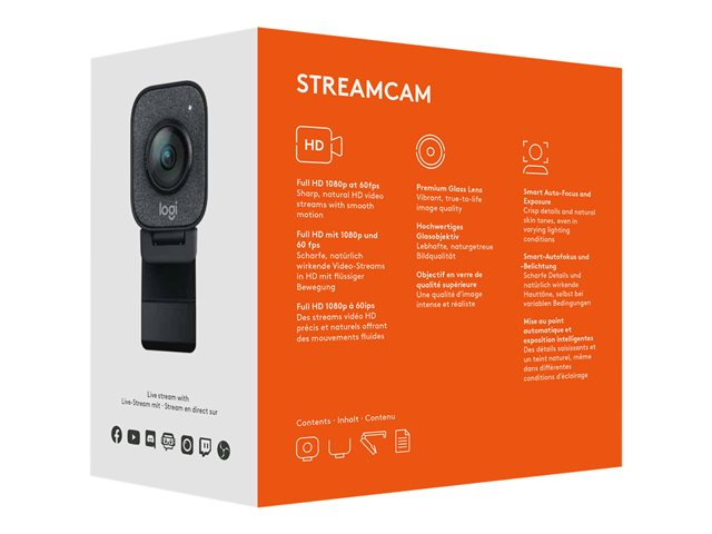 Logitech Streamcam Full HD 1080p Streaming USB-C Webcam, Superior